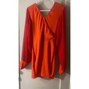 Orange and Red Low Cut Dress